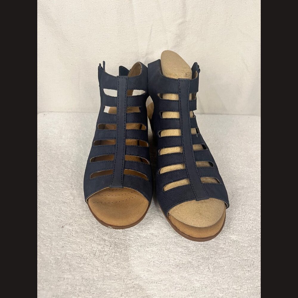 Clarks‎ Women’s Blue Open Back Wedges Size 8 Comfortable Summer Casual Shoes